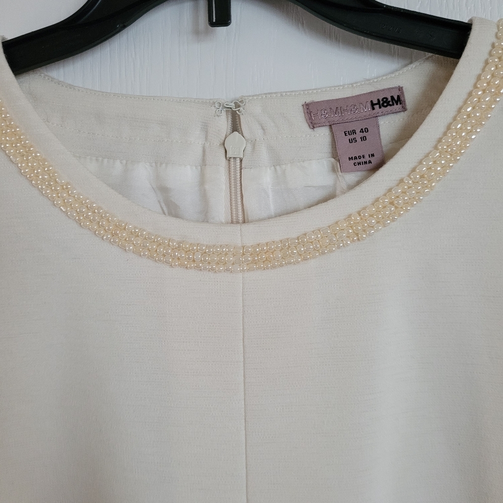 H&M cream pearls dress size 10 - Picture 4 of 5